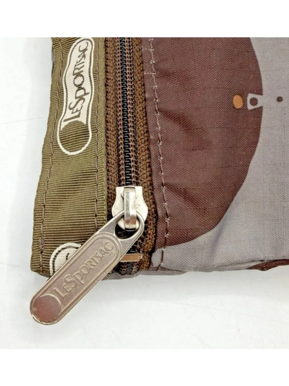LeSportsac Gray Mod Geometric Mushroom Print Zipper Pouch Cosmetic Bag Boho